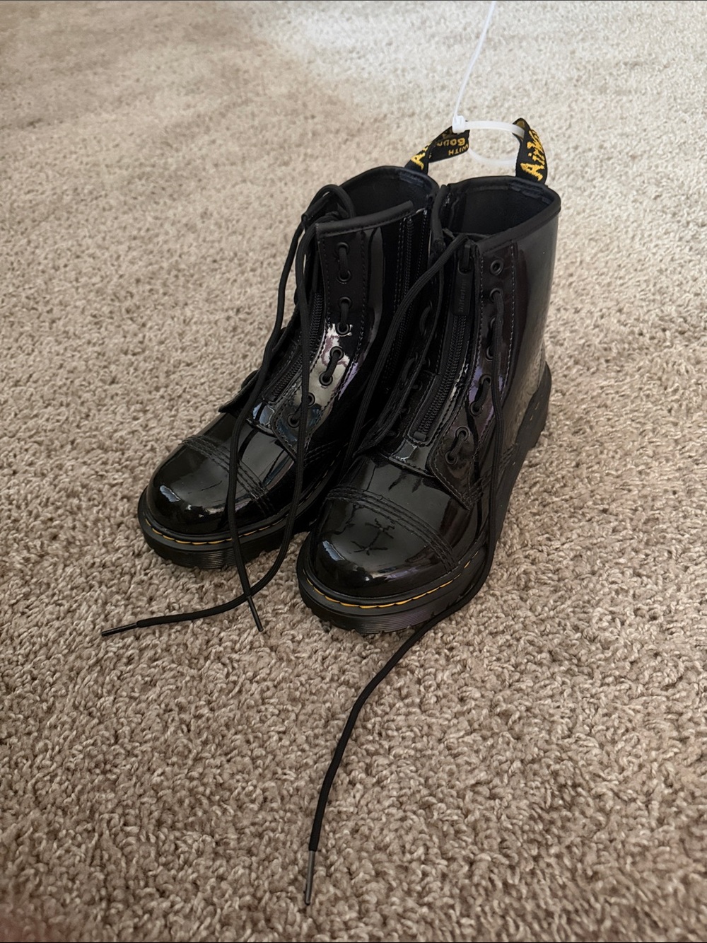 Dr. Martens Black Patent Lace-Up Ankle Boots